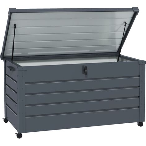 Coffre de rangement extérieur, coffre de jardin, coffre à coussins, résistant aux intempéries, 4 roues, 100 x 62 x 65 cm, gris foncé (1/5)