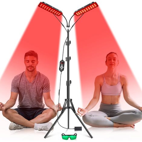 Lampada per terapia con luce rossa, terapia con luce infrarossa con supporto, luce rossa da 660 nm e luce infrarossa vicina da 850 nm per alleviare il dolore corporeo e la cura della pelle, doppie lam