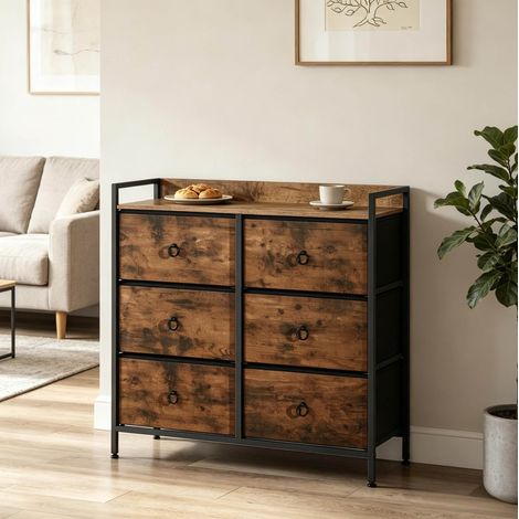 Cómoda con 6 cajones de tela mueble almacenamiento OKMYHOME (1/5)