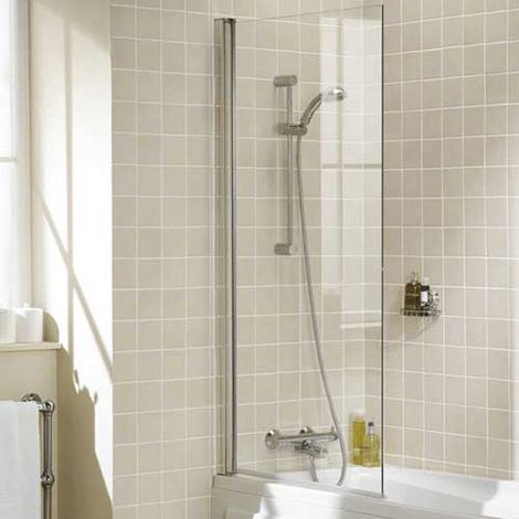Signature Classic Single Panel Square Hinged Bath Screen 1500mm H x 800mm W - 8mm Glass (1/2)