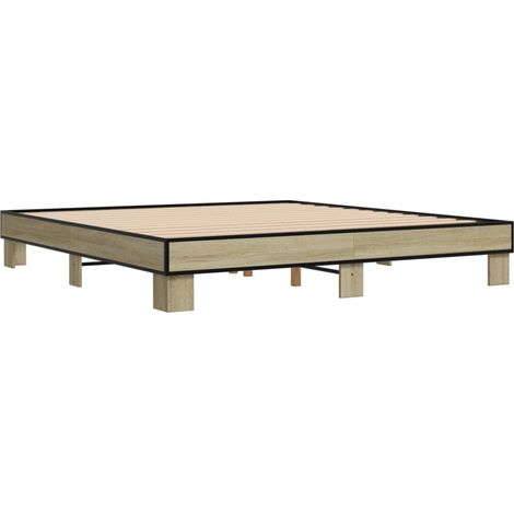 Estructura cama madera ingeniería metal roble Sonoma 160x200 cm vidaXL (1/4)