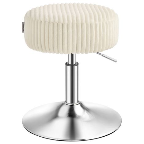Tabouret de maquillage réglable en hauteur 38,5 x 45,5 x 57,5 cm assise ergonomique style moderne en velours crème (1/2)