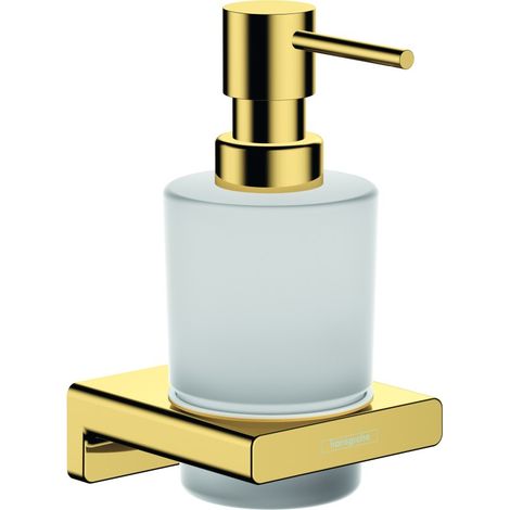Hansgrohe AddStoris - Dispensador de jabón con soporte, cristal mate/aspecto de oro pulido 41745990 (1/3)