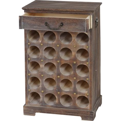 Botellero Lucan T324, botellero Estante para 20 botellas, 76x48x31cm, aspecto desgastado, vintage, marrón