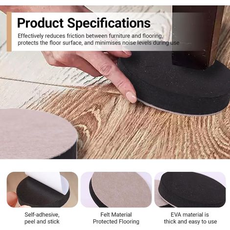 9 Pièces Rehausseur de Meuble Autocollant Rond 6,3 cm, Patin en Feutre avec Noyau EVA, Antidérapant et Réduction du Bruit, Protection de Sol, pour Canapé, Lit, Table, Chaise, Armoire
