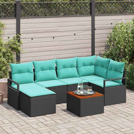 Teenpull – Gartensofa-set 7 Stk. Schwarz Poly-Rattan (1/5)