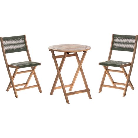 Conjunto de balcón bistró muebles de jardín plegable de madera de acacia verde Prossedi
