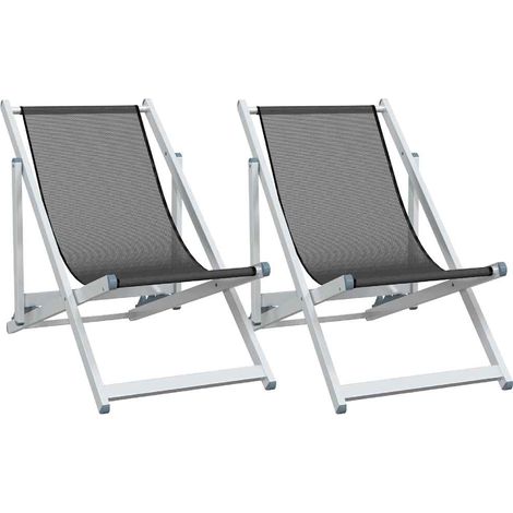 Maison Exclusive - Klappstühle, 2 Stück, graues Aluminium und Tex (1/5)