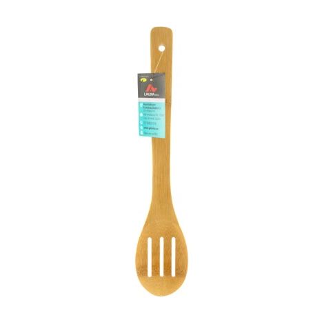 Bambus-Küchenlöffel, perforiert, 30 cm – sehr langlebig und umweltfreundlich – Marke (1/4)