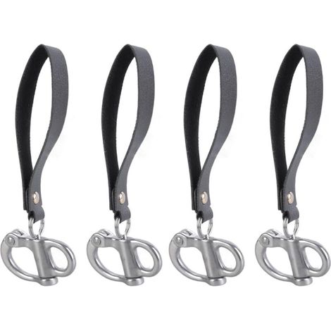 Set di 4 cordini da arrampicata in acciaio 316 a sgancio rapido con cinghie in pelle - Per una presa stabile - Impugnatura in pelle - Clip a sgancio rapido