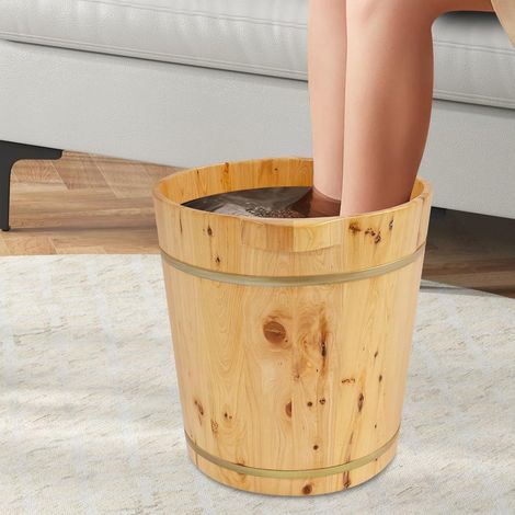 Holz-Fußbadewanne, Fußbad Eimer, Entspannung, Wellness Zuhause, Massage, Holz Fußwanne für Durchblutung, Schönheit, geeignet für Erwachsene, Spa, Pediküre Anwendung (36.5 x 40cm) (1/5)