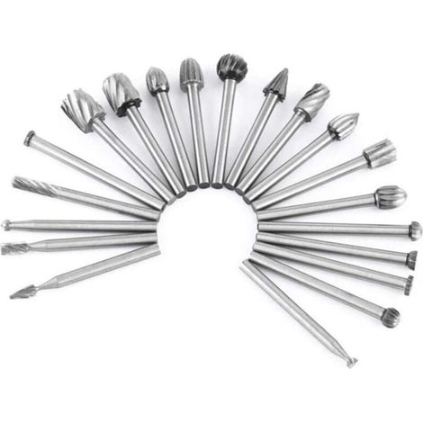 Punte per fresatrice rotante, 20 pezzi in acciaio al tungsteno HSS, fresa per legno, utensile per fresatura del legno con gambo da 1/8" 3 mm per accessori per utensili rotanti per lavorazione del legn (1/4)