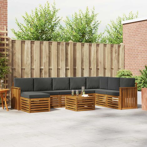 Ecksofa Set 9 pcs Natur und Anthrazit Massivholz Akazie (1/5)
