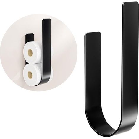 Portarrollos de papel higiénico - Estilo minimalista moderno - Ideal para baños, hogares, cocinas, aseos y recintos para animales - Negro (1/5)