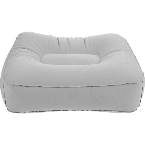 Coussin repose-pieds gonflable en PVC floqué, tabouret de massage des pieds, coussin relaxant pour les voyages en plein air (gris)-Blue