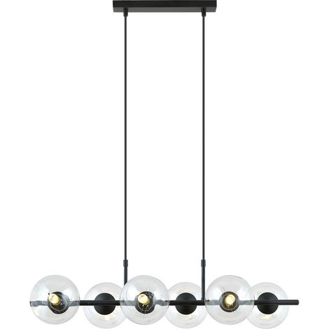Lampada a Sospensione Rory, Acciaio verniciato a polvere, Vetro, Nero, 95x110x29 cm (1/5)