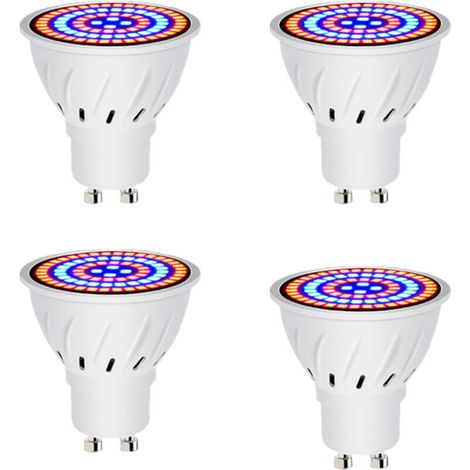 Ampoule LED GU10 pour culture de plantes, spectre complet, idéale pour les plantes d'intérieur, les potagers, les serres et, lot de 4 (60LED)