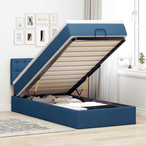 vidaXL Lit ottoman avec matelas bleu 100x200 cm tissu (1/5)