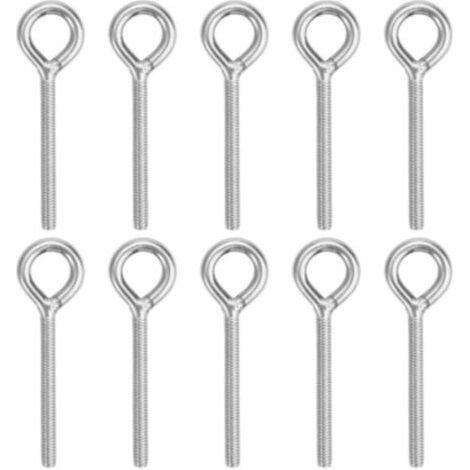 FENOPLASTICA10 boulons à œil M6, boulons à œil en acier inoxydable 304, vis à œil à tige longue, boulons à œil à filetage extérieur de 74 mm, boulons à œil antirouille, pour la fixation et la suspensi (1/4)
