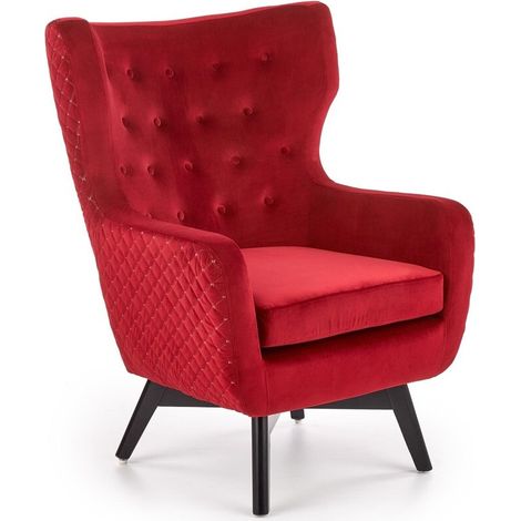 Sillón Houston 836, Rojo + Negro, 103x75x83cm, Tapiz, Patas: Madera, 0 (1/5)