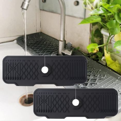 Protection Anti Éclaboussures Robinet – Souple Tapis d'Évier à Pente pour Écoulement Rapide Idéal Cuisine & Douche 43cm Silicone (1/5)
