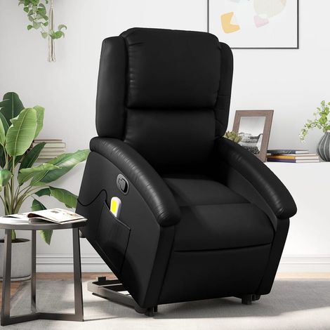 Massagesessel mit Aufstehhilfe Schwarz Kunstleder