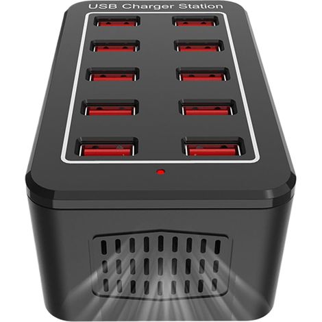 Stazione di ricarica USB da scrivania a 10 porte, caricabatterie intelligente per smartphone e tablet, multipresa per casa e aula. (1/5)