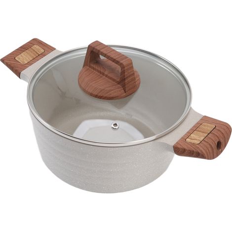 Doppelohr-Suppentopf verhindert Anbrennen, schnelles Erhitzen, sichtbares elegantes Universal-Schmortopf mit Deckel für den Haushalt, weißer Suppentopf, 24 cm / 9,4 Zoll (1/5)