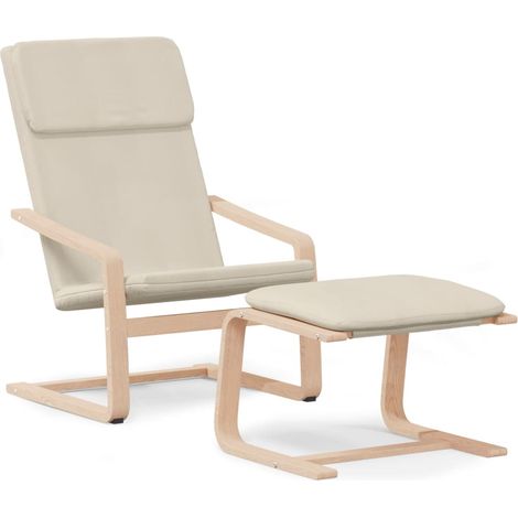 Maison Exclusive - Relaxsessel mit Hocker Creme Stoff