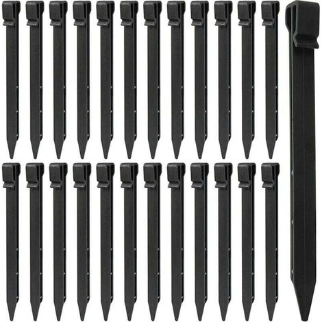 LATERN 25 Pièces Piquets de Sol en Plastique, 25CM Piquets de Bordure de Paysage Robustes Piquets de Tente Pointes d'ancrage pour Tentes Planche Terrasse Bordure Pelouse Jardin Extérieur (Noir) (1/4)