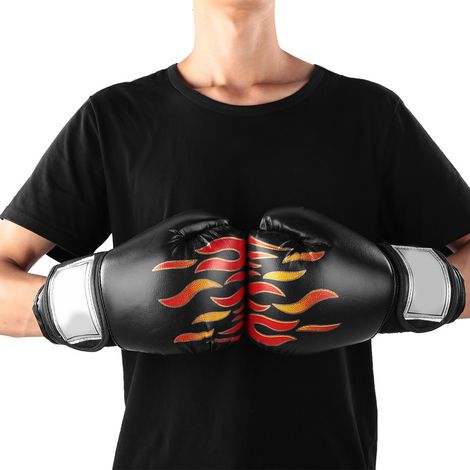 Paar strapazierfähige Boxhandschuhe für Erwachsene, geeignet für Sparring, Sandsacktraining und Boxen, schwarz (1/5)
