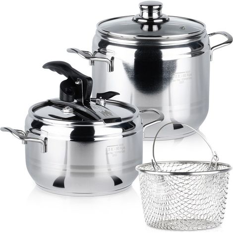 Olla a presión de acero PROFI 3,5+5 l, 2 unidades.