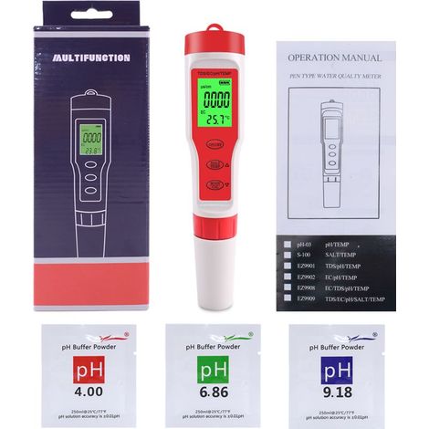 Testeur numérique de qualité PH/TDS/EC/température, analyseur pour eau, piscines, aquariums (1/5)