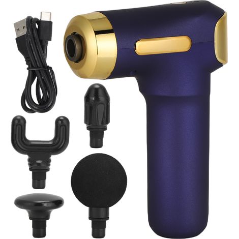 Pistolet de massage musculaire profond 4 têtes interchangeables, appareil de relaxation pour raideurs musculaires (1/5)