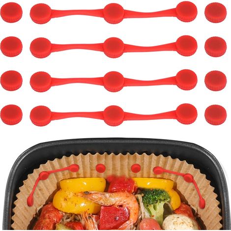 Magnetische Silikonclips für Heißluftfritteusen, 4er-Set rote magnetische Silikonclips, magnetische Befestigungsclips für Backpapier, magnetische Silikonclips zum Kochen und Backen (1/5)