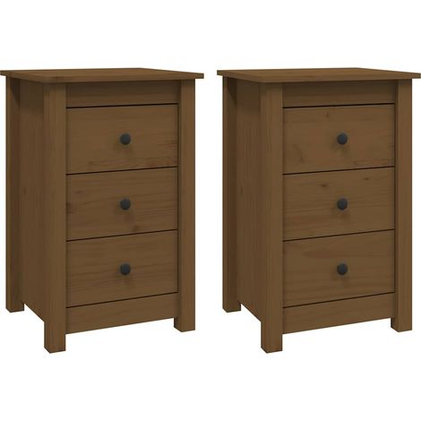 Maison Exclusive - Comodini 2 pz ambra 40x35x61,5 cm in Legno Massello di Pino (1/5)