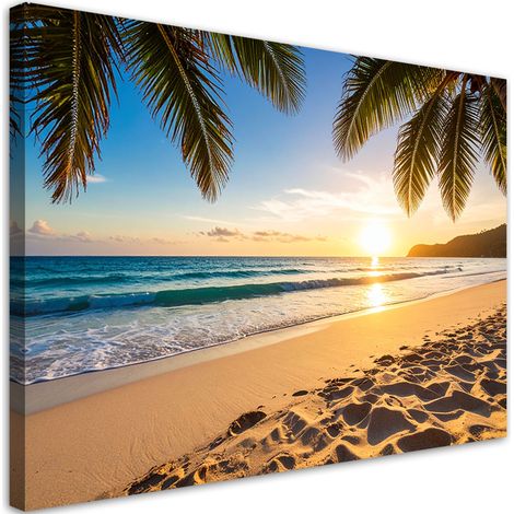 Tableau déco Coucher de soleil Plage Palmiers 60x40 (1/4)