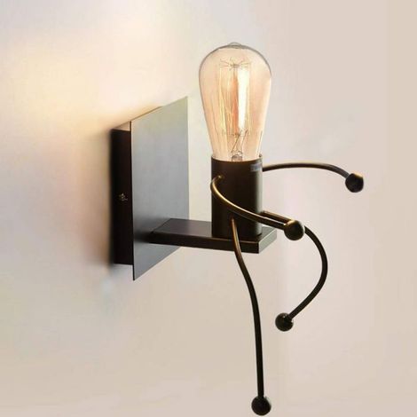 Applique Murales Lumière industrielle Créatif Lampes Intérieur rétro Iron Art déco E27 Base pour Cuisine Restaurant,Noir