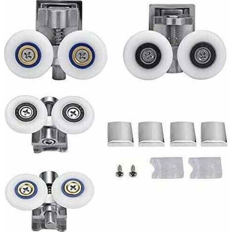 Roulettes de porte de douche 26mm – Roulette double pour portes en verre 6-8mm – Alliage de zinc et acier inoxydable – Fonctionnement silencieux
