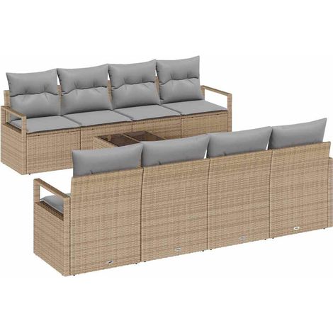 Maison Exclusive - Sofa Set mit Kissen 7 pcs Beige und Grau Poly