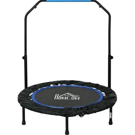 Klappbares Fitness-Trampolin mit 4-fach verstellbarem Griff Ø102 x 99–123 cm Schwarz/Blau OKWISH (1/5)