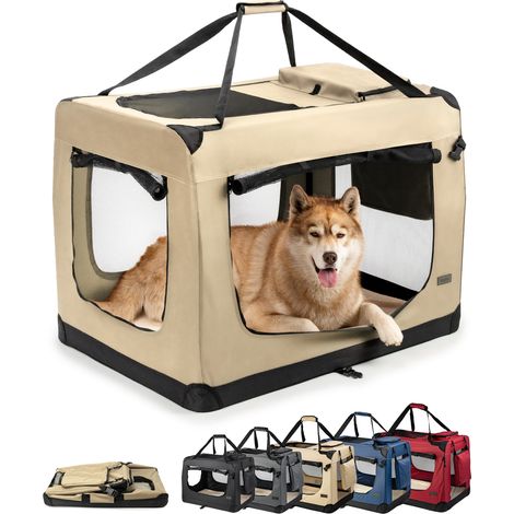 lionto Hundetransportbox Hundetasche Hundebox faltbare Kleintiertasche, (XXXL) 101x69x70 cm beige