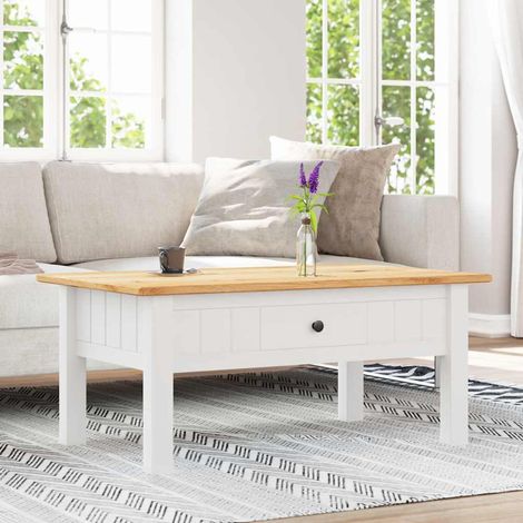 Maison Exclusive - Table basse Blanc 100x60x43,5 cm Pin massif Assortiment Panama