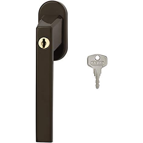 Abus Fg110 Maniglia con Blocco Antifurto, Serratura a Spinta con Cilindro per Finestre, Chiave Maestra, Livello di Sicurezza: 2, 59222, Marrone (1/3)