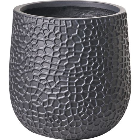 Maceta para exterior e interior tiesto decorativo redondo de fibra de arcilla 41 x 41 x 43 cm negro Qiyun