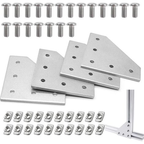 4 Pièces Profile Aluminium 40x40 - Plaque de Connexion Écrou Vis 10 Mm Série 4040 (1/5)