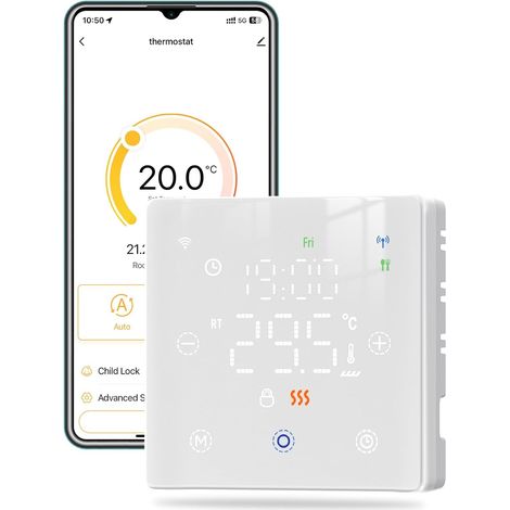 1 Thermostat WiFi Programmable Chauffage Gaz 2 Fils Commande Vocale Alexa Google