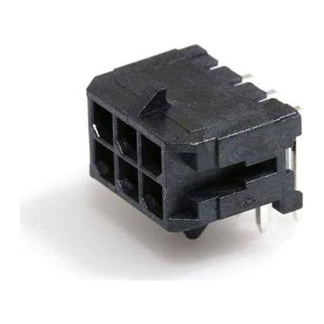 Connettore Micro Fit femmina porta maschio 3X2 vie da circuito stampato 90°