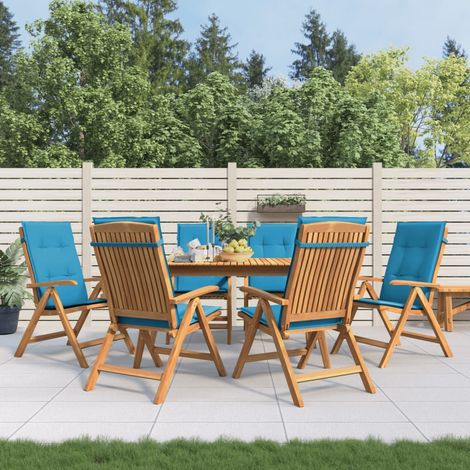 Lot de 6 Chaises/Fauteuils de jardin inclinables et coussins bois teck -TF91951 (1/5)