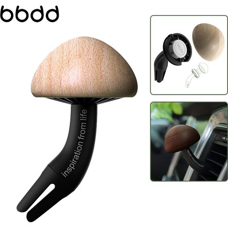 Cabeza de hongo bbdd para coche, rejilla de ventilación del aire acondicionado, aromaterapia, purificación del aire, adornos de madera de haya (1/5)